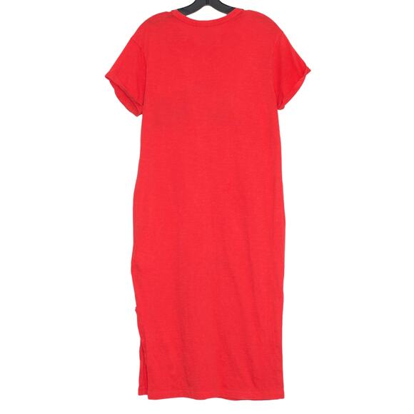 Polo Ralph Lauren Dress Minimalist Preppy Casual Logo Pocket Midi Red Medium - Picture 8 of 9